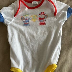 Vintage Carter's Baby Onesie with Tennis, Pickleball Bear Print Size Large